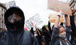 Black Lives Matter activists, gathered for the second consecutive day of mass protest agai...