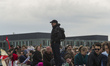 Counter demonstrators are at the rally " Storming the Reichstag " on 05.09.2015 before the...