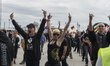 Participants at the rally call " storm on the Reichstag " on 09.05.2015 before the main tr...