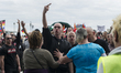 Participants at the rally call " storm on the Reichstag " on 09.05.2015 before the main tr...