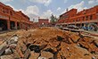 Labourers work under the Smart City Project on Chandpole Bazar road, at heritage walled ci...