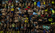 Detainees sleep at an open basketball court inside the Quezon City Jail in Quezon City, Ph...