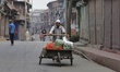 An elderly man pushes a Handcart filled with Vegetables early morning in Sopore Town of Di...