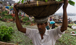 A retailer is carrying vegetable to sell to the buyers in Sadarghat, Dhaka, Bangladesh. 