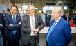 The mayor of Barcelona, Xavier Trias speaks with the director of the company Sorigué in th...