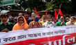 Garments workers protest demanding to make labor friendly by amending the labor law in Dha...