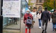 A woman wears a face mask in the city center of Sheffield, England  on 17 October 2020. 
