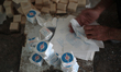 Employee works on packaging soap pieces in Nablus, West Bank on May 31, 2015.
Nablus city...