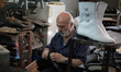 Shoemaker works in a shoe-making workshop manually in old town of Nablus city, West Bank o...