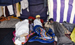 Farmers at the protest site against the new farm laws, at the Delhi-Uttar Pradesh border i...
