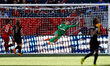 (150616) -- WINNIPEG, June 16, 2015 () -- Erin Nayler of New Zealand saves during the Grou...