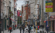 A view of a quite busy Grafton Street in Dublin city center during Level 5 Covid-19 lockdo...