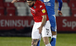  Barrows Patrick Brough battles with Salfords Richie Towell  during the Sky Bet League 2 m...