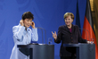 President of the Republic of Korea, Park Geun-hye, and Chancellor Merkel at press conferen...