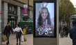 A street billboard with an Easter season related image seen in Dublin's center during leve...