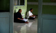 Blind people read the Braillle Quran together (tadarus) at the Raudlatul Makfufin Foundati...