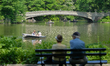 Families enjoy the sun in Central Park in Manhattan without face masks on Tuesday, May 18,...