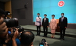 Media photographer take photos of From Left to Right Newly appointed Commissioner of Polic...