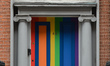 Rainbow-colored Georgian house door in Dublin city center.The Virtual Pride Parade will o...