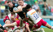 Sam Simmonds of Exeter dives over the line to score a try during the Gallagher Premiership...