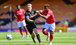 Jayden Richardson Of Nottingham Forest battles with Tom Conlon of Port Vale during the Pr...