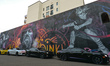 Four Chevrolet Camaro parked in front of a mural next to Whyte Avenue, in Edmonton.On Fri...