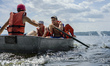 Water tourism competition in Ukrainian scout training camp, Kiev region, Ukraine ( 