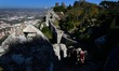People take tours inside the walls of the Moorish castle, located in Sintra, Portugal. Oct...