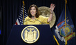 Governor Kathy Hochul encourages people to get vaccinated for Covid-19 and the flu during...