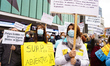group of people during a protest of the Madrid Emergency Medical Service (SUMMA) at the Wi...