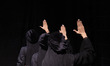 Female members of the Khishtan performance group perform in a play to mark the Persian poe...