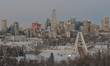 General view of the traffic in the center of Edmonton during the  freezing weather with te...