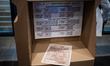 New voting stations for the Colombia 2022 elections are seen with an instruction manual fo...
