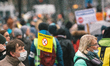 anti vaxxers joins in weekly demonstration in Duesseldorf, Germany on January 22, 2022 as...