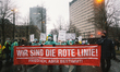the banner of " we are the red line" is seen during the anti vaxxers  weekly demonstration...