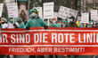 anti vaxxers joins in weekly demonstration in Duesseldorf, Germany on January 22, 2022 as...