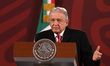 Mexican President, Andres Manuel Lopez Obrador gestures while speak during his Daily Morni...