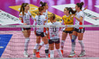 Team Cuneo, celebrates after scoring a point during the Volleyball Italian Serie A1 Women...