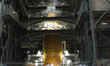 Artemis 1 stands in the Vehicle Assembly Building at Kennedy Space Center, Florida, USA wi...