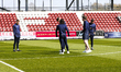 Hartlepool United's  players before the Sky Bet League 2 match between Northampton Town an...