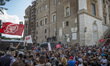 Housing rights activists protest against the house evictions and against the conscription...