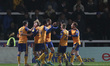   Mansfield Town's George Lapslie celebrates after scoring their first goal  during the Sk...