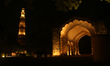 An illuminated view of the 13th century Qutub Minar, a UNESCO World Heritage site, on the...