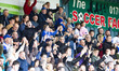 HARTLEPOOL, UK. APR 18TH Hartlepool Utd fans celebrate the goal;  during the Sky Bet Leagu...