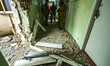 Remains of a russian rocket impact in a school of Luch, a village close to the frontline b...