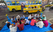 People are seen gathered together to break their fast  at iftar time during the holy month...