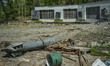 Remains of a russian rocket near a II World War memorial site in Dolyna village. The villa...