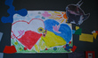 A poster related to Poland and Ukraine friendship painted by a young kid on display in the...
