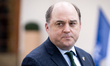 British Defence Secretary Ben Wallace attend a press conference in Warsaw, Poland, on Marc...