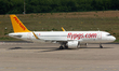 a Pegasus aircrat is seen parked at Cologne & Bonn airport in Cologne, Germany on June 21,...